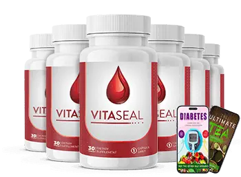 VitaSeal supplement bottle for blood sugar, energy, and heart health